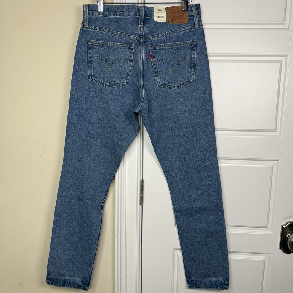 Levi's 501 Skinny Jeans Women's 29/30 Distressed Blue We Talk Wash High Rise NEW - Picture 2 of 13
